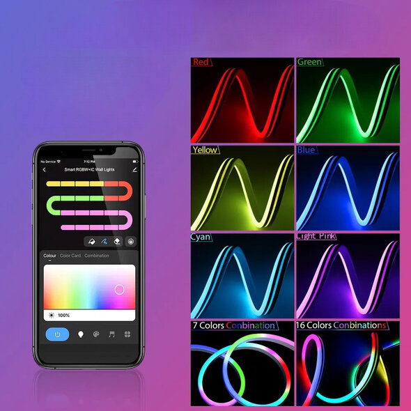 Smartlife Domotica LED strip 3 meter, flexibele siliconen strip met Tuya WiFi-bediening met RGB en instelbare wit tinten