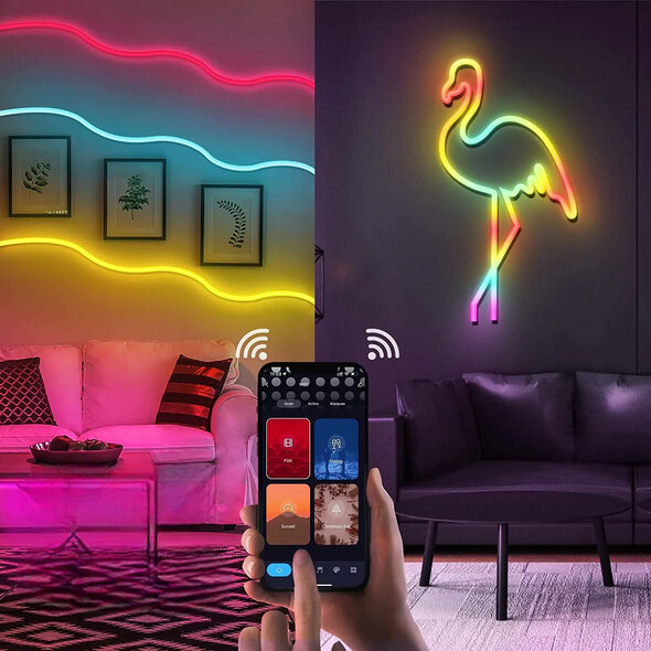Smartlife Domotica LED strip 3 meter, flexibele siliconen strip met Tuya WiFi-bediening met RGB en instelbare wit tinten