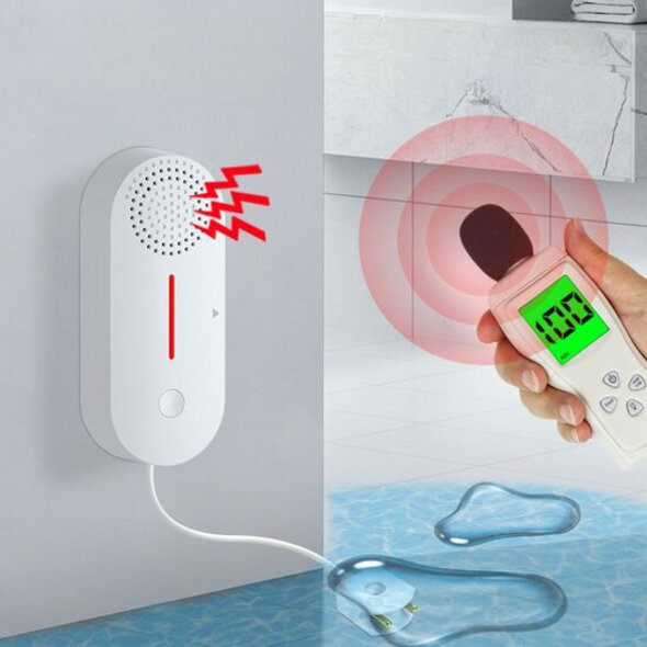 Smartlife Domotica Water lekkage sensor voor WiFi systeem met 100 dB sirene en LED waarschuwing