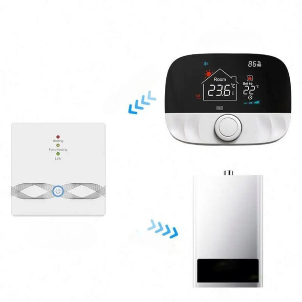 Smartlife Domotica Wifi draadloze thermostaat voor centrale verwarming en elektrische installatie met draaiknop