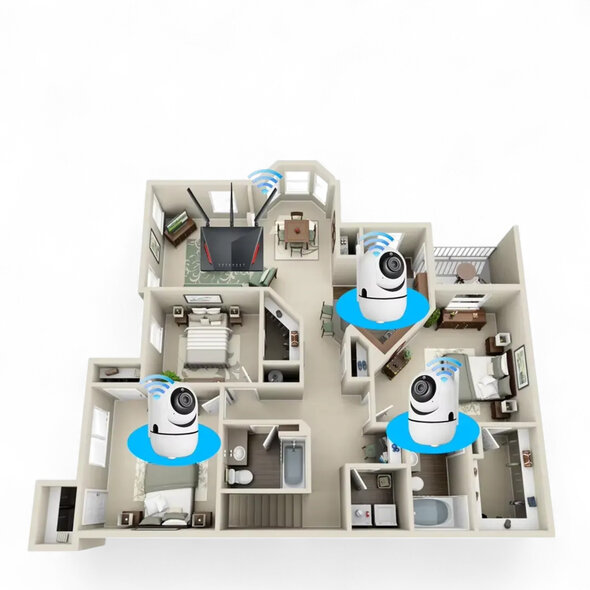 Smartlife Domotica Beveiligingscamera voor binnen 1080P HD 360 draaibaar, nachtzicht 10 m, wit