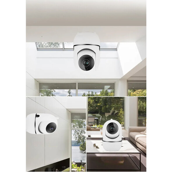 Smartlife Domotica Beveiligingscamera voor binnen 1080P HD 360 draaibaar, nachtzicht 10 m, wit
