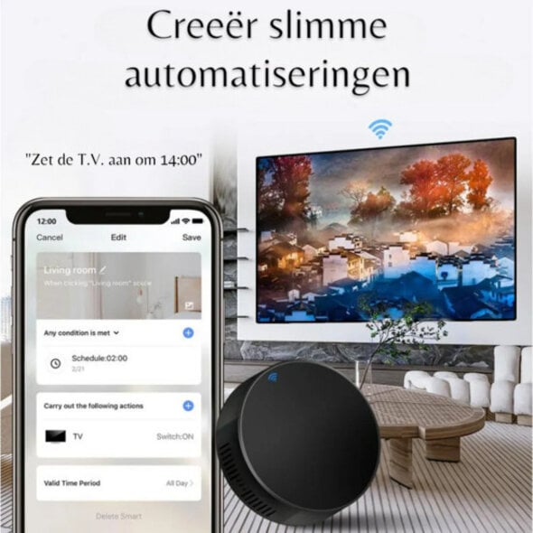 Smartlife Domotica Universele IR-afstandsbediening, wit, WiFi 2.4GHz, app-bediening, zelflerende functie