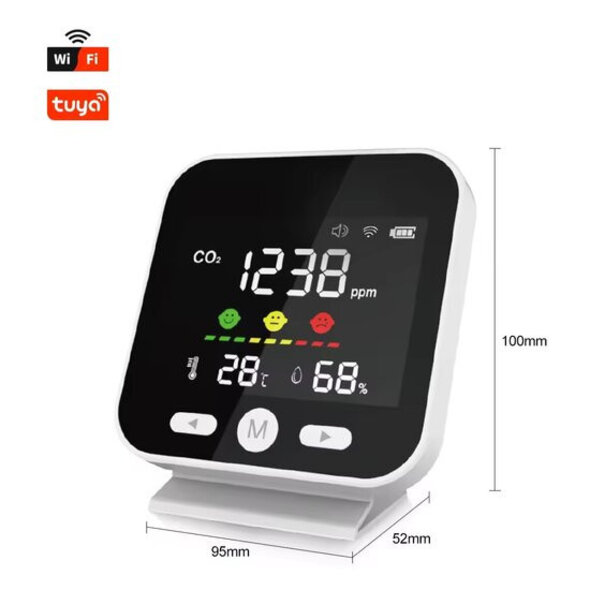 Smartlife Domotica Luchtkwaliteitsmeter binnen met CO , WiFi en LED-display