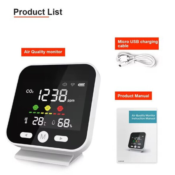 Smartlife Domotica Luchtkwaliteitsmeter binnen met CO , WiFi en LED-display