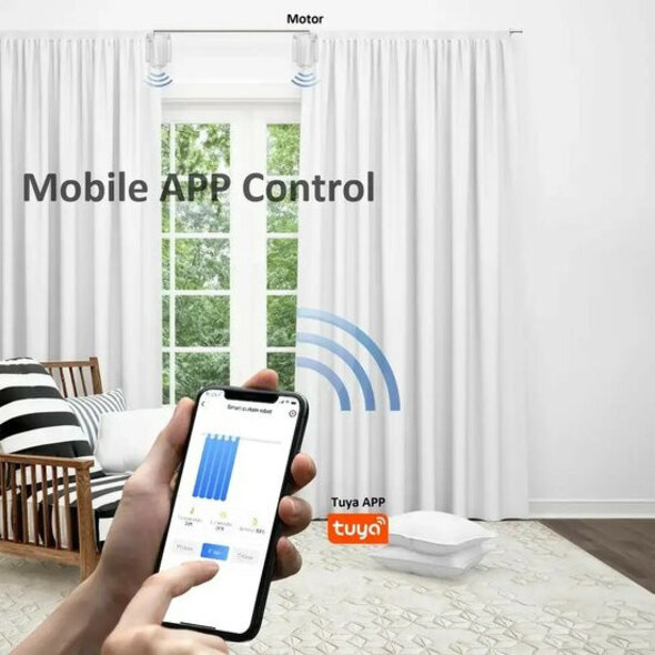 Smartlife Domotica Slimme gordijnmotor voor U Rail en I Rail met zonnesensor en app bediening tot 10 kg