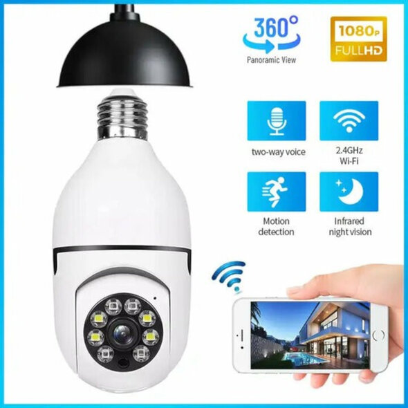 Smartlife Domotica E27 camera lamp 360 panoramisch Full HD 1080p wit