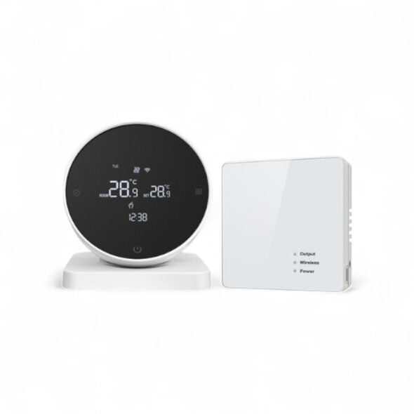 Smartlife Domotica Thermostaat voor CV met WiFi (Tuya), touchscreen en 433MHz ontvanger - Wit