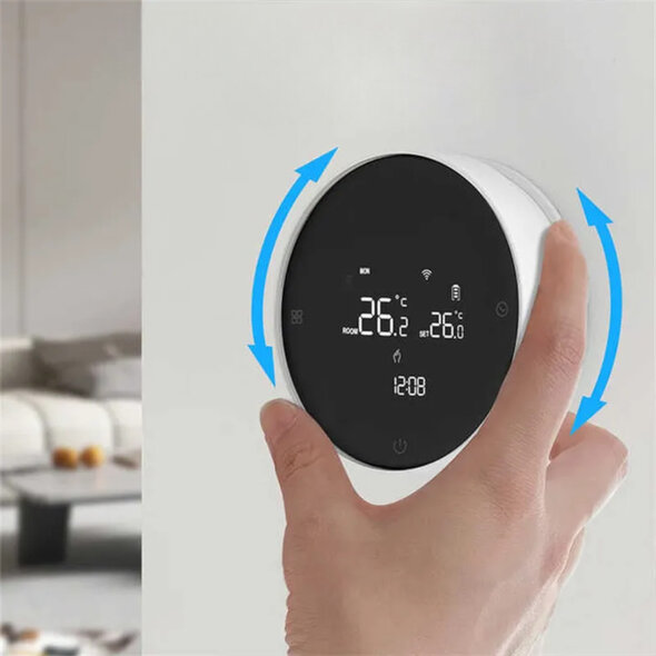 Smartlife Domotica Thermostaat voor CV met WiFi (Tuya), touchscreen en 433MHz ontvanger - Wit