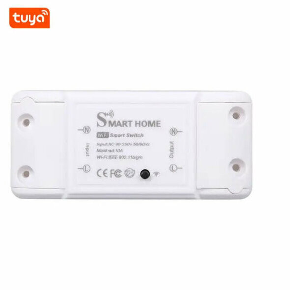 Smartlife Domotica Slimme WiFi schakelaar voor inbouw en opbouw, 10A/2200W, Tuya/Smart Life app