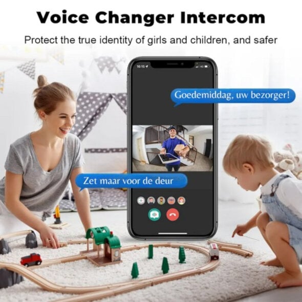Smartlife Domotica Wifi deurbel camera voor binnen en buiten met hoge resolutie nachtzicht en tweeweg audio