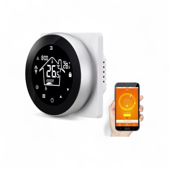 Smartlife Domotica Slimme wifi inbouw thermostaat voor elektrische vloerverwarming met touchscreen, wit