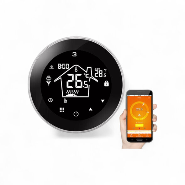 Smartlife Domotica Slimme wifi inbouw thermostaat voor elektrische vloerverwarming met touchscreen, wit