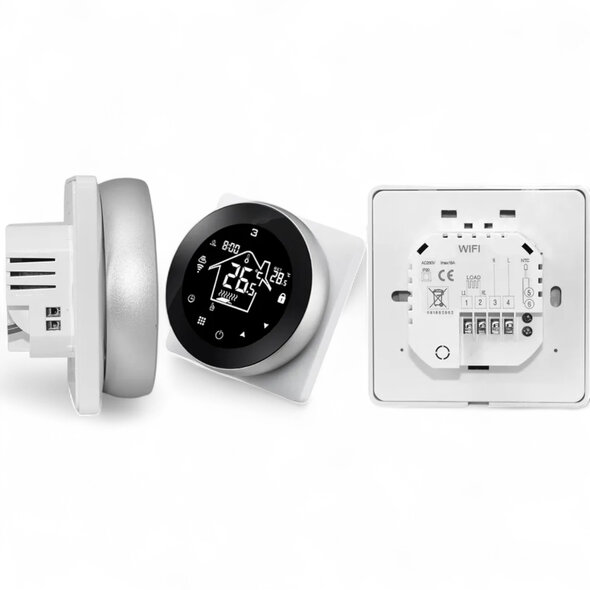 Smartlife Domotica Slimme wifi inbouw thermostaat voor elektrische vloerverwarming met touchscreen, wit