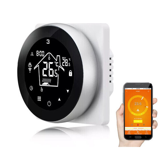 Smartlife Domotica Slimme wifi inbouwthermostaat voor cv en boilers met rond touchscreen in zwart