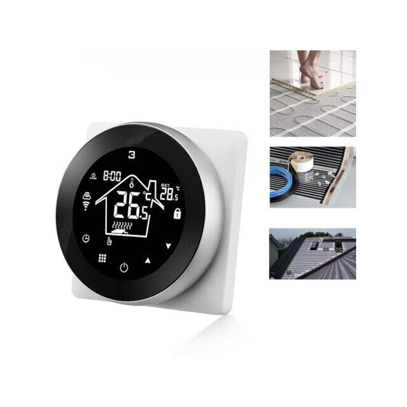 Smartlife Domotica Slimme wifi inbouwthermostaat voor cv en boilers met rond touchscreen in zwart