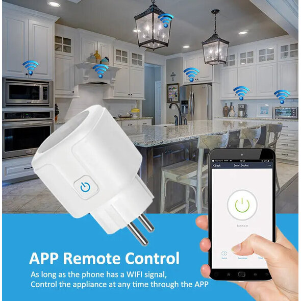 Smartlife Domotica Slimme stekkers 3-pack met wifi en Bluetooth en energiemeter in wit