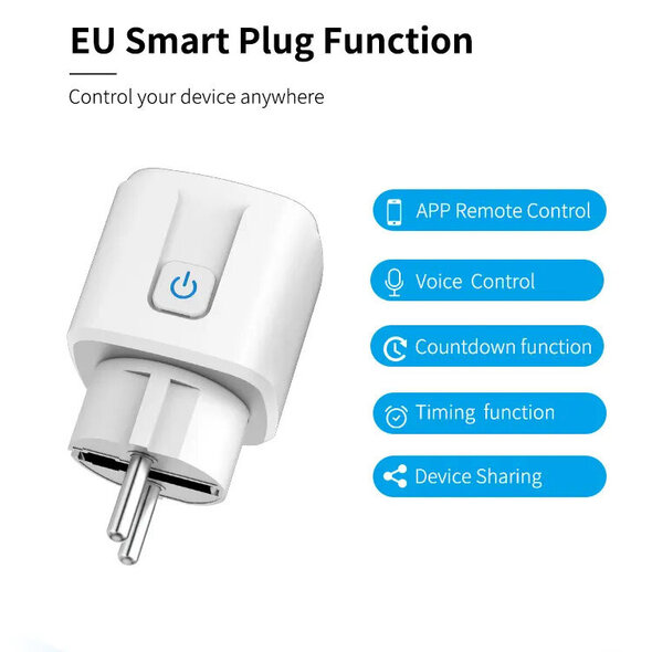 Smartlife Domotica Slimme stekkers 3-pack met wifi en Bluetooth en energiemeter in wit