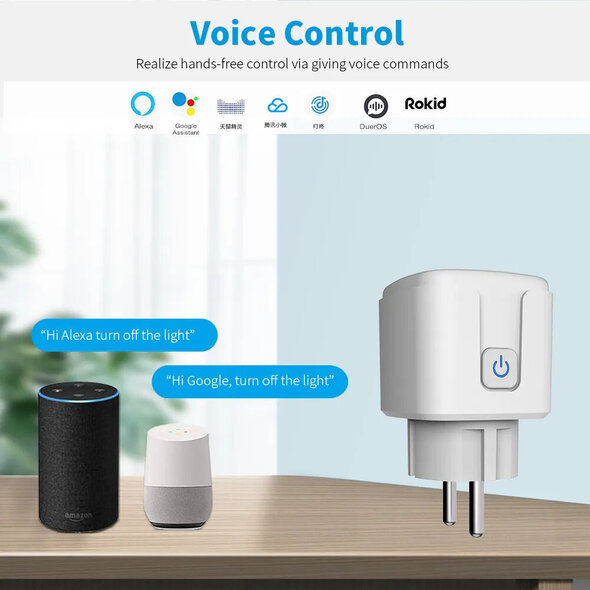 Smartlife Domotica Slimme stekkers 3-pack met wifi en Bluetooth en energiemeter in wit