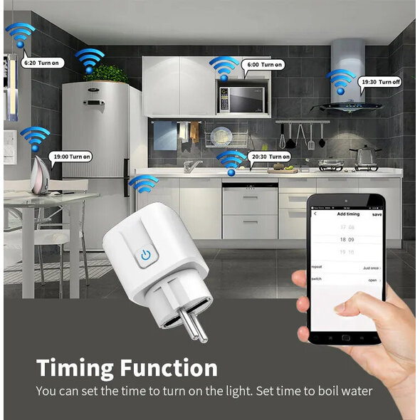Smartlife Domotica Slimme stekkers 3-pack met wifi en Bluetooth en energiemeter in wit