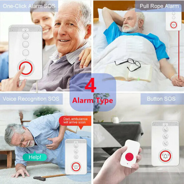 Smartlife Domotica SOS Alarmset binnenhuis met 4G-simkaart, intercomfunctie en waterdichte IP65-knop (wit)