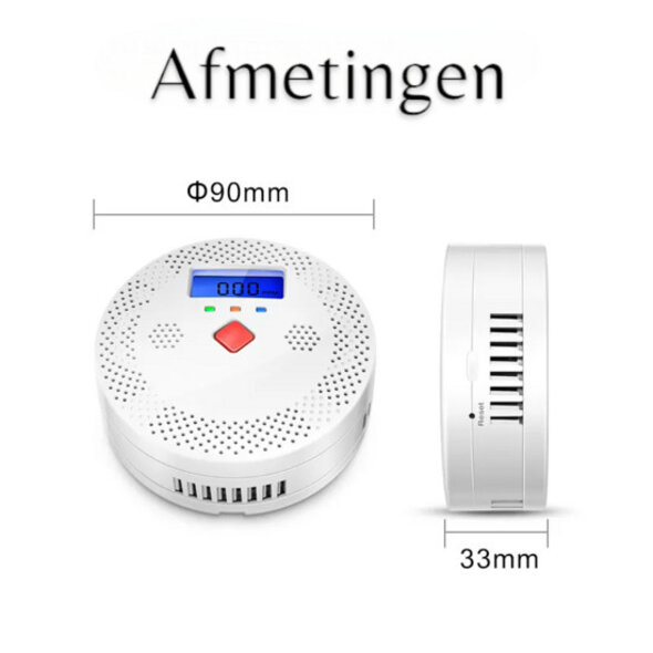 Smartlife Domotica Witte koolmonoxidemelder met display en WiFi met alarm bij 128 ppm