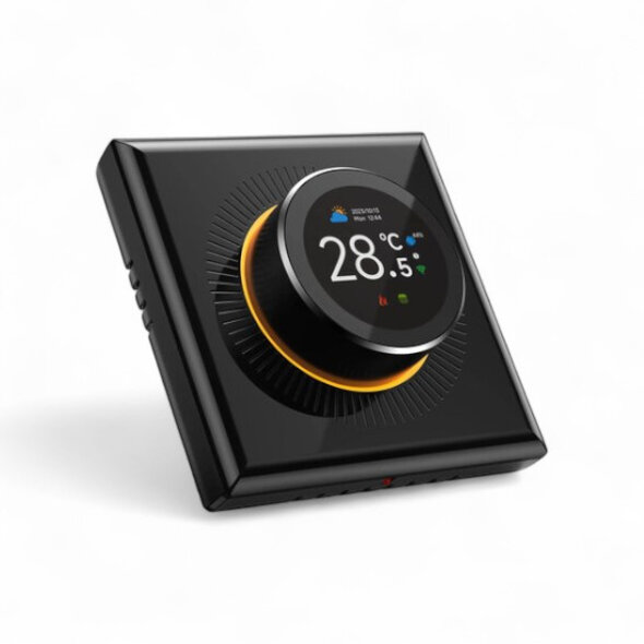 Smartlife Domotica Wifi inbouw thermostaat voor CV installatie met draaiknop app en spraakbesturing zwart