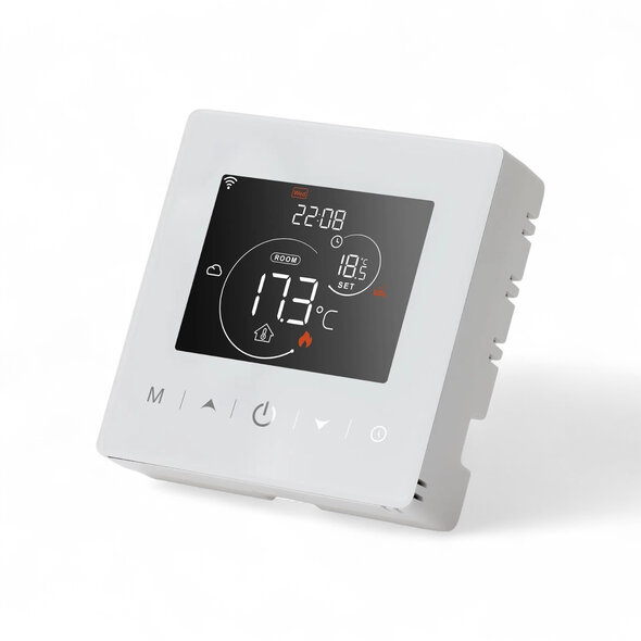 Smartlife Domotica Opbouw thermostaat WiFi touchscreen 2 draads voor Aan/Uit-ketels, wit