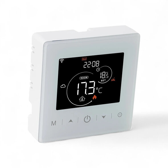 Smartlife Domotica Opbouw thermostaat WiFi touchscreen 2 draads voor Aan/Uit-ketels, wit