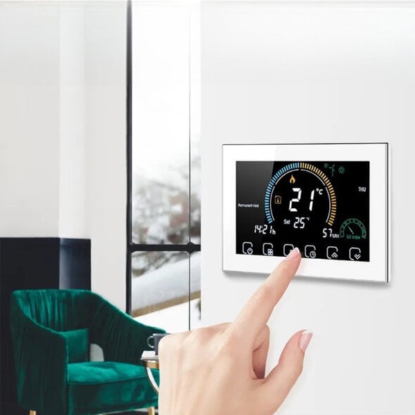 Smartlife Domotica Inbouw thermostaat voor CV met WiFi en touchscreen, wit