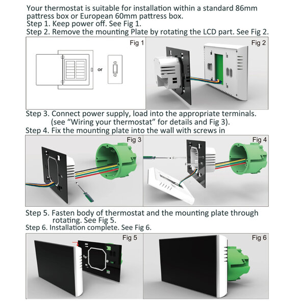 Smartlife Domotica Inbouw thermostaat voor CV met WiFi en touchscreen, wit