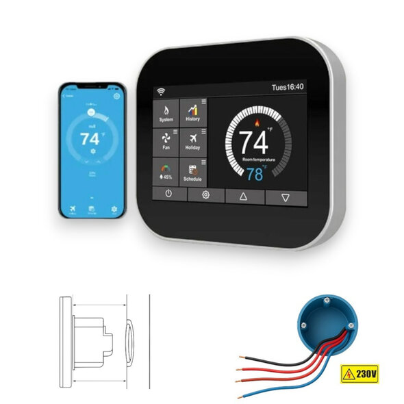 Smartlife Domotica Wifi opbouw thermostaat voor CV en boilers met energiebeheer en spraakbesturing via app