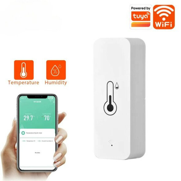 Smartlife Domotica Hygrometer / temperatuur binnensensor met WiFi en LED-display, Tuya Smart Life, wit