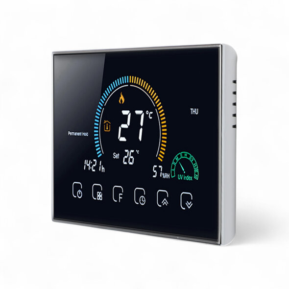 Smartlife Domotica Slimme inbouwthermostaat voor elektrische vloerverwarming met touchscreen, zwart