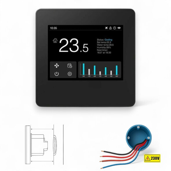 Smartlife Domotica Wifi inbouw thermostaat voor CV boiler airco en warmtepomp met inzicht in verbruik en kosten via app