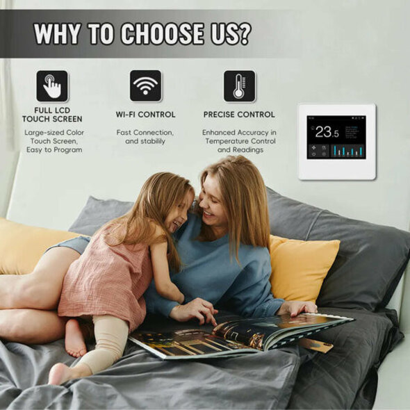 Smartlife Domotica Wifi inbouw thermostaat voor CV boiler airco en warmtepomp met inzicht in verbruik en kosten via app