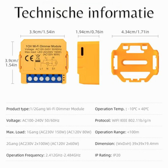 Smartlife Domotica Slimme LED dimmer module voor inbouw, enkelvoudig