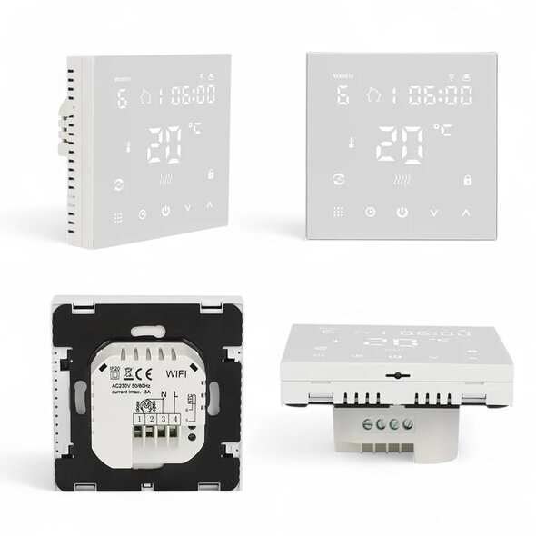 Smartlife Domotica Wifi inbouw thermostaat voor elektrische vloerverwarming met touchscreen en wifi bediening