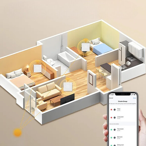 Smartlife Domotica Wifi inbouw thermostaat voor elektrische vloerverwarming met touchscreen en wifi bediening