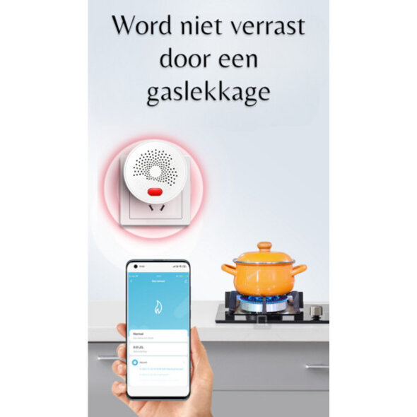 Smartlife Domotica Slimme gasmelder voor LPG en aardgas, Zigbee, 220V, wit