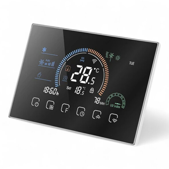 Smartlife Domotica Inbouw thermostaat wifi touchscreen 230V 4 draads 3A zwart voor CV en boiler programmeerbaar