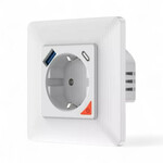 Smartlife Domotica Inbouw stopcontact voor opladen met USB en USB-C PD met WiFi bediening en spraakassistent compatibiliteit (wit)