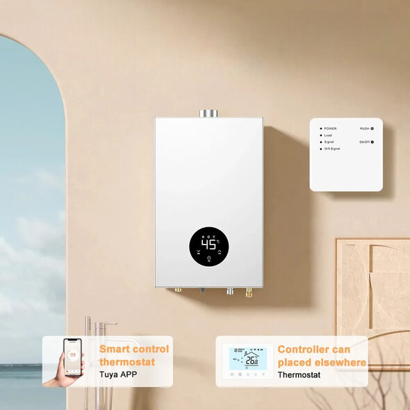 Smartlife Domotica Thermostaat voor CV en boiler met touchscreen draadloze bediening en app spraakbediening wit