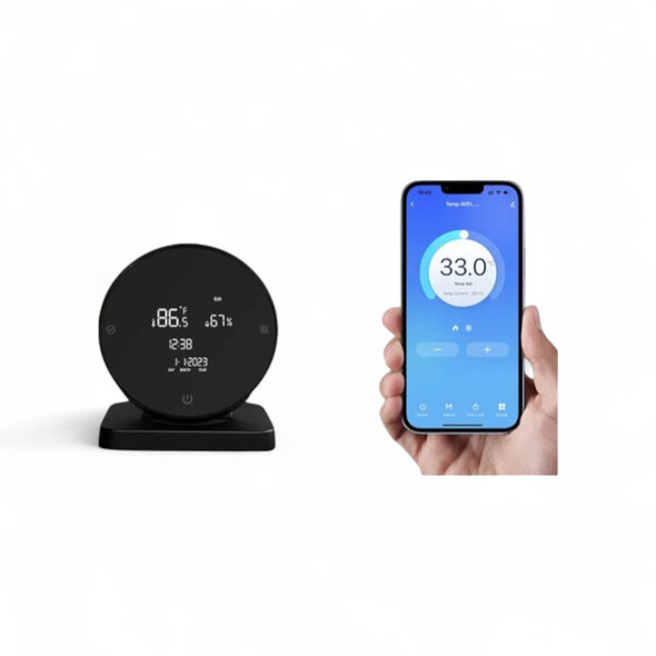 Smartlife Domotica Wifi Draadloze Ronde Thermostaat met Touchscreen voor C.V. Installatie (zwart)
