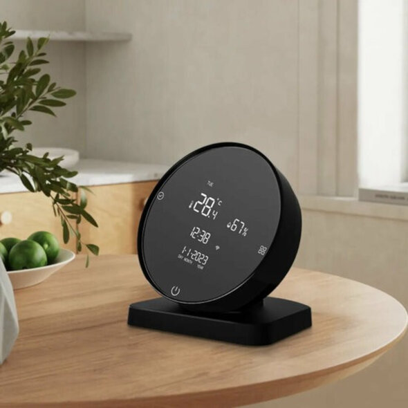 Smartlife Domotica Wifi Draadloze Ronde Thermostaat met Touchscreen voor C.V. Installatie (zwart)