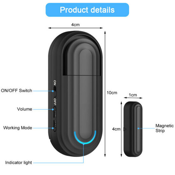 Smartlife Domotica Slimme Wifi Deur / Raam Sensor Zwart
