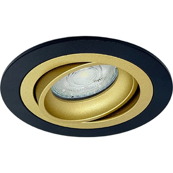 Sigmalicht Inbouwspot armatuur Nova rond zwart-goud, kantelbaar