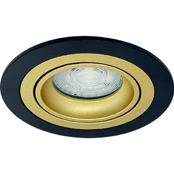 Sigmalicht Inbouwspot armatuur Nova rond zwart-goud, kantelbaar