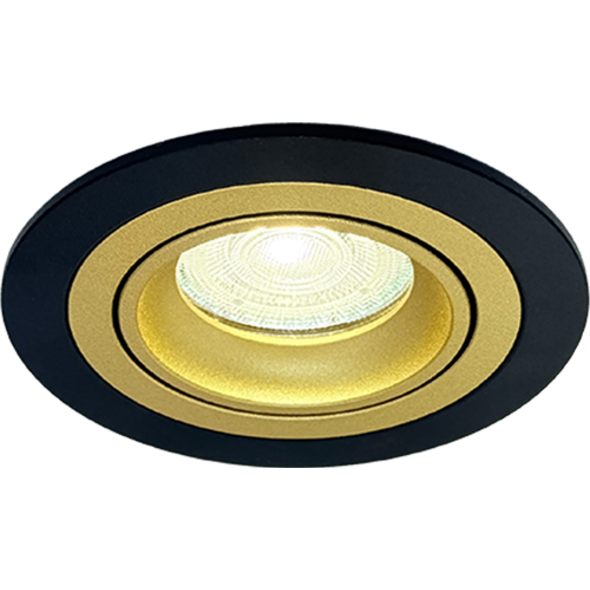 Sigmalicht Inbouwspot armatuur Nova rond zwart-goud, kantelbaar