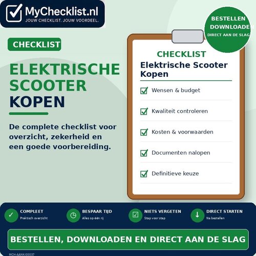 Checklist elektrische scooter kopen met uitgebreide stappen en controlepunten